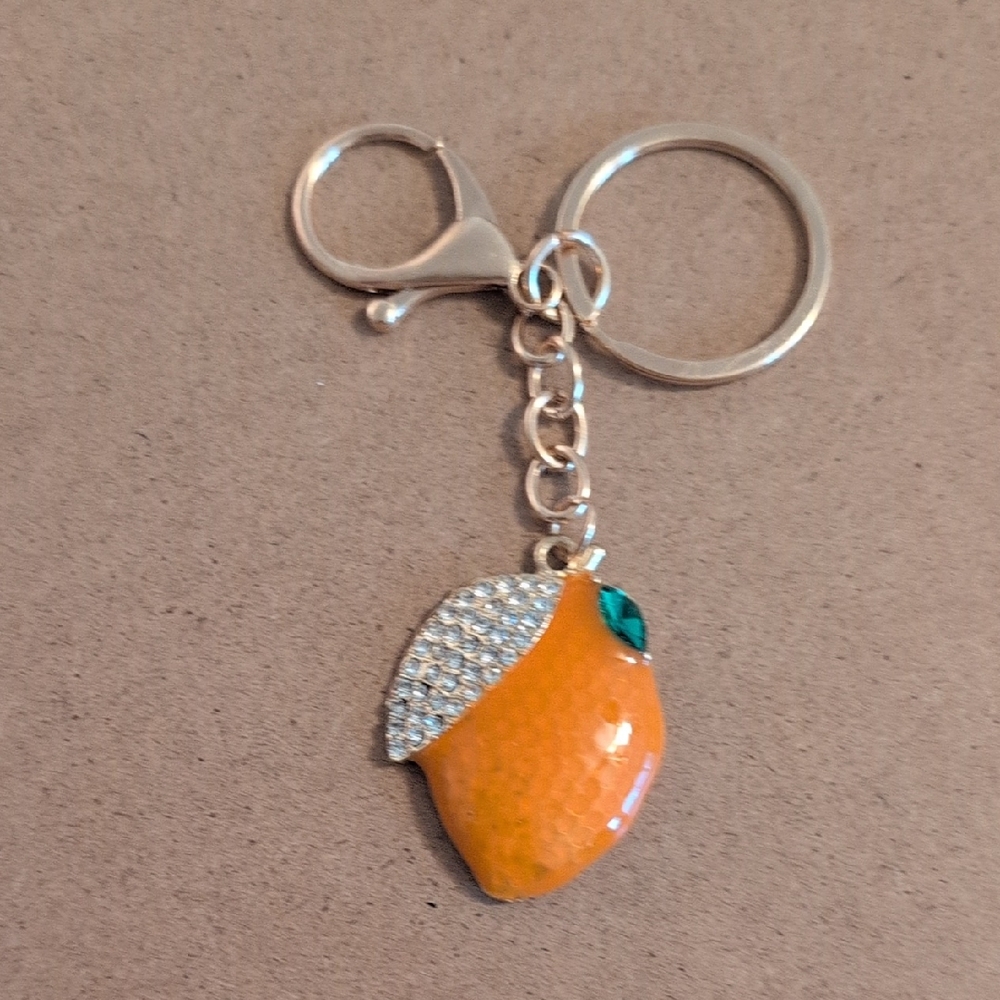 Sparkling Orange Fruit Keychain Bag Charm